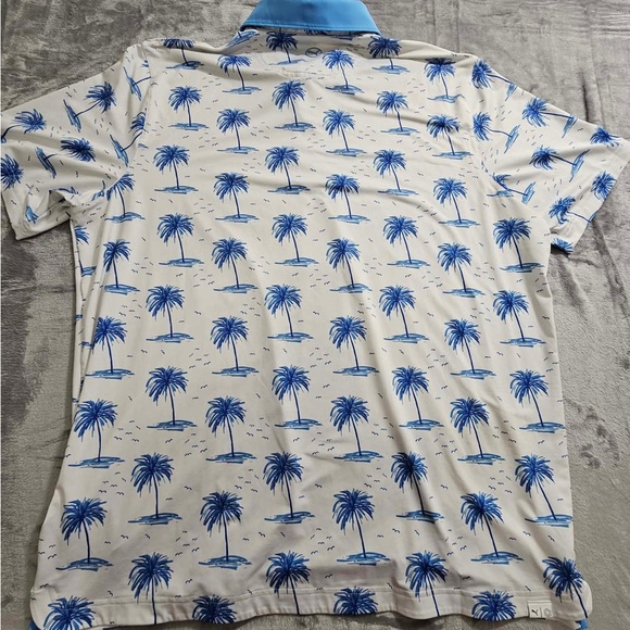 Puma Mirage Golf Polo Blue/White Palm Trees Size XL - Picture 4 of 7